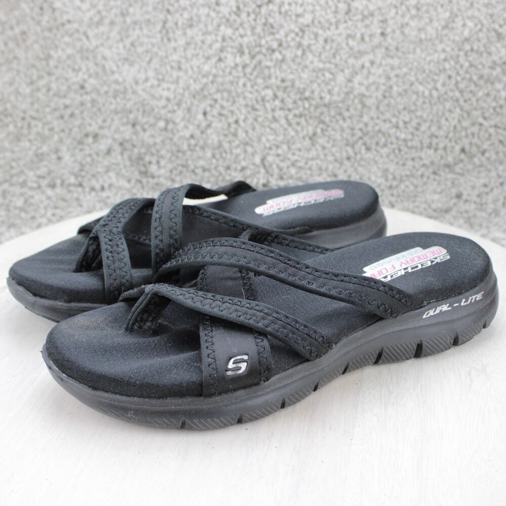 Skechers Reggae Slim Black Strappy Memory Foam Sandals Womens 7 - Picture 3 of 7